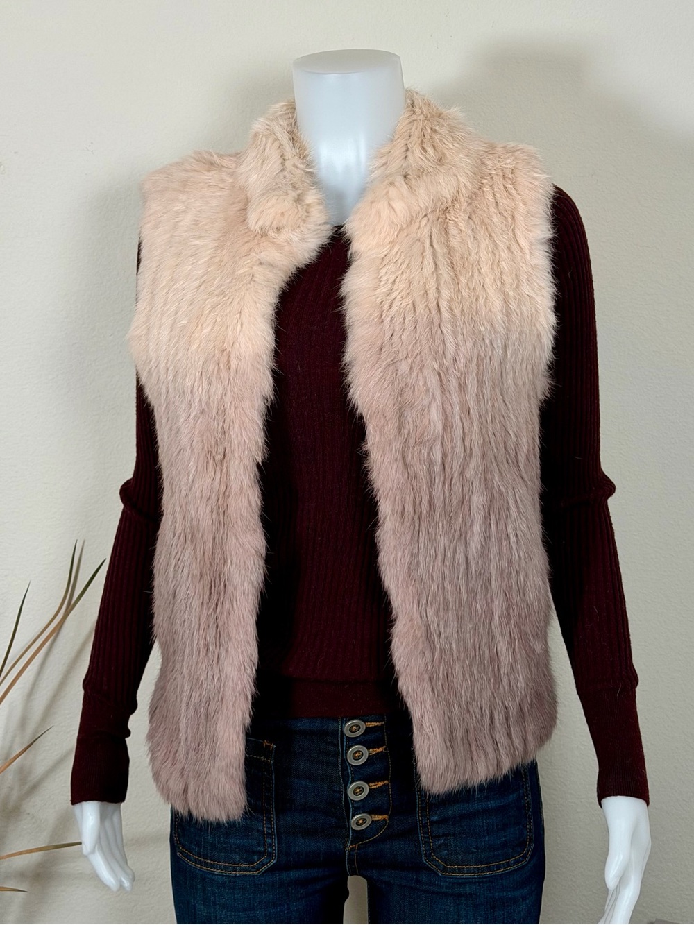 Blush Mauve Fur Vest by Love Token | S